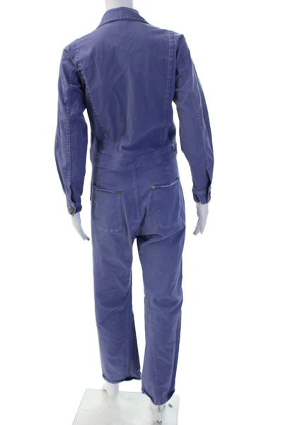 The Only Jane Women Blue Long Sleeve Jumpsuit One-Piece Collar Cotton Size 6
