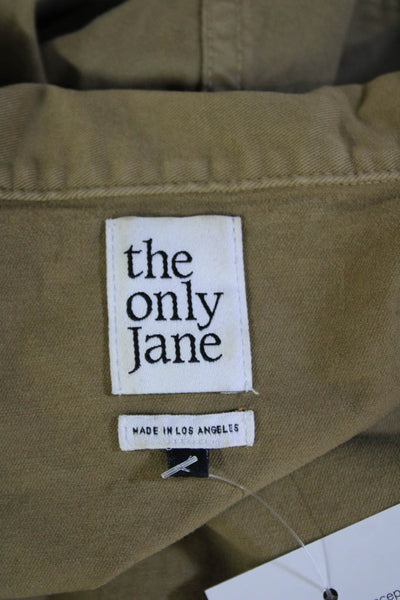The Only Jane Women Coverall Jumpsuit Long Sleeve Collared Beige Size 6