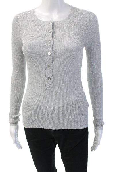 J Crew Unisex Henley Sweater Gray Crew Neck Long Sleeve Size XS
