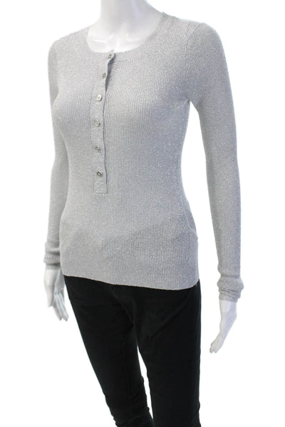 J Crew Unisex Henley Sweater Gray Crew Neck Long Sleeve Size XS