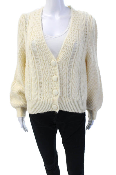 MNG Unisex Cardigan Beige V-Neck Button Long Sleeve Size S