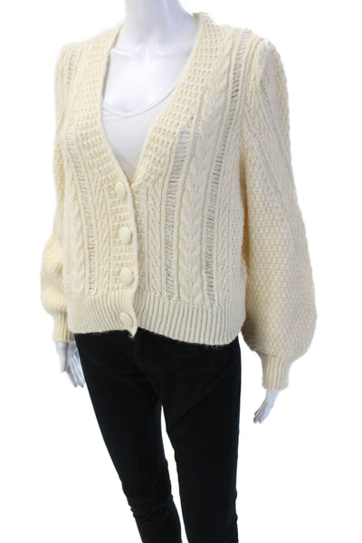 MNG Unisex Cardigan Beige V-Neck Button Long Sleeve Size S