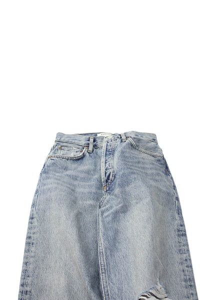 Agolde Womens Mom High Waist Light Blue Organic Cotton Jeans Size 24