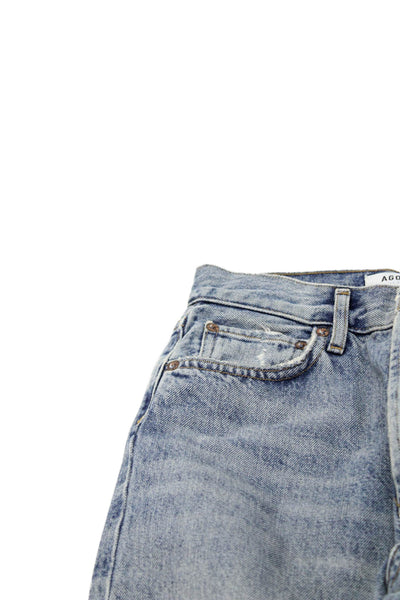 Agolde Womens Mom High Waist Light Blue Organic Cotton Jeans Size 24