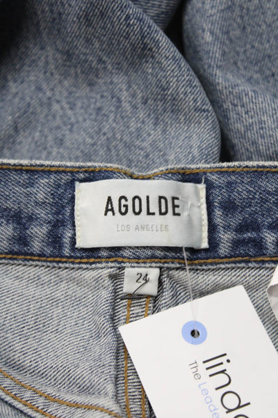 Agolde Womens Mom High Waist Light Blue Organic Cotton Jeans Size 24