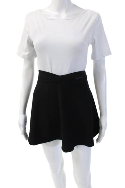 Zara Women A-Line Skater Mini Skort Black Polyester Blend Size XS