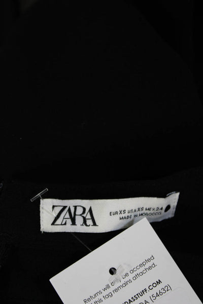 Zara Women A-Line Skater Mini Skort Black Polyester Blend Size XS