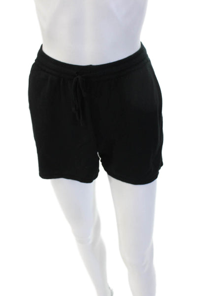 Ekouaer Unisex Sweat Shorts Black Cotton Blend Drawstring Solid Size S