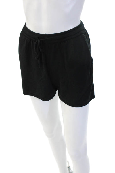 Ekouaer Unisex Sweat Shorts Black Cotton Blend Drawstring Solid Size S