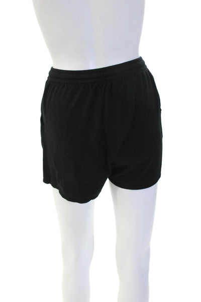 Ekouaer Unisex Sweat Shorts Black Cotton Blend Drawstring Solid Size S