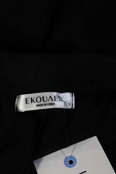 Ekouaer Unisex Sweat Shorts Black Cotton Blend Drawstring Solid Size S