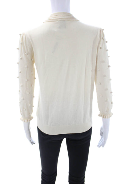 RED Valentino Womens Pullover Beige Mock Neck 3/4 Sleeve Cotton Blend Size S