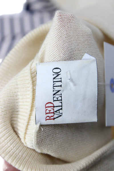 RED Valentino Womens Pullover Beige Mock Neck 3/4 Sleeve Cotton Blend Size S