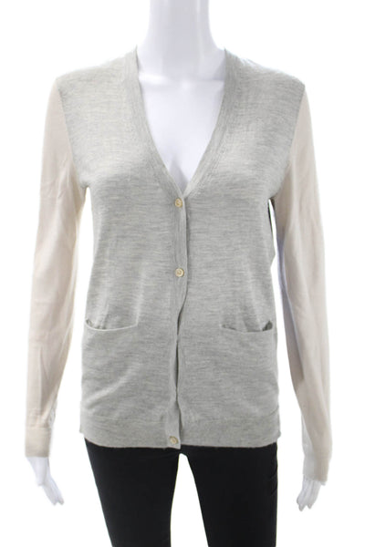 Derek Lam Unisex Cardigan Gray Cotton Blend V-Neck Button Long Sleeve Size S