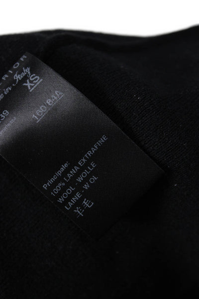 D. Exterior Unisex Black Wool Pullover Sweater Square Neck Long Sleeve Size S