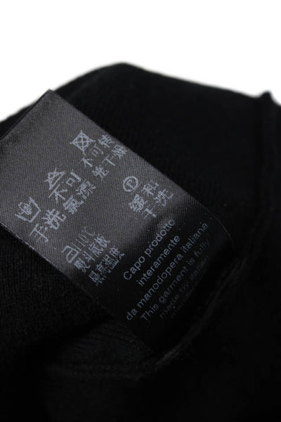 D. Exterior Unisex Black Wool Pullover Sweater Square Neck Long Sleeve Size S