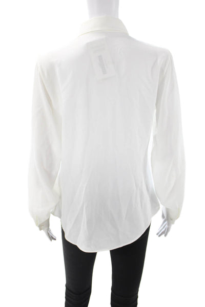 Anne Fontaine Women White Collared Long Sleeve Button Up Blouse Acetate Size 38