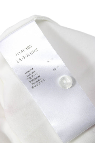 Anne Fontaine Women White Collared Long Sleeve Button Up Blouse Acetate Size 38
