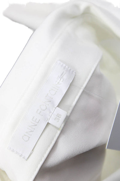 Anne Fontaine Women White Collared Long Sleeve Button Up Blouse Acetate Size 38