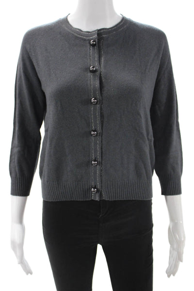 D Exterior Unisex Cardigan Dark Gray Cashmere Blend Button Size S