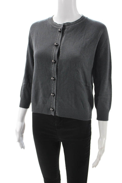 D Exterior Unisex Cardigan Dark Gray Cashmere Blend Button Size S