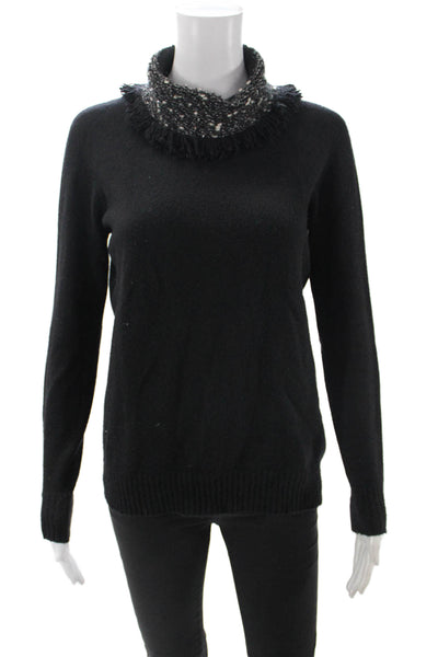 D. Exterior Unisex Pullover Black High Neck Long Sleeve Wool Blend Size S