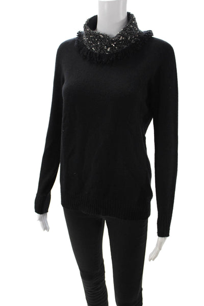 D. Exterior Unisex Pullover Black High Neck Long Sleeve Wool Blend Size S