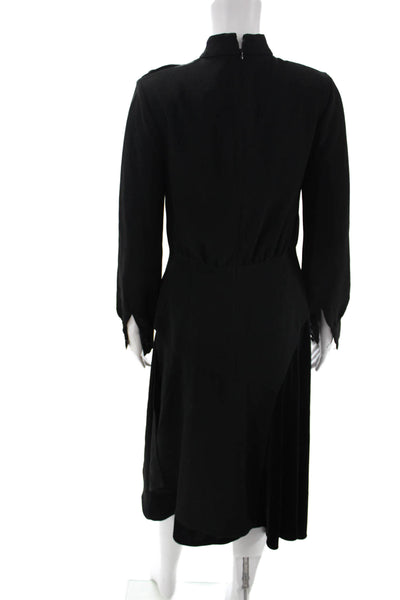 Rickie Freeman Teri Jon Women Black Aline Dress Mockneck Sleeve Midi Size 4