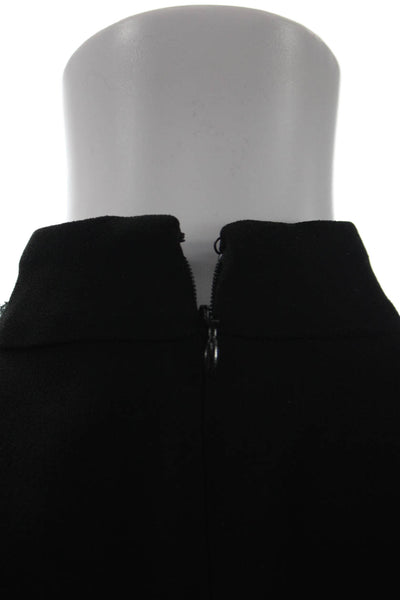 Rickie Freeman Teri Jon Women Black Aline Dress Mockneck Sleeve Midi Size 4