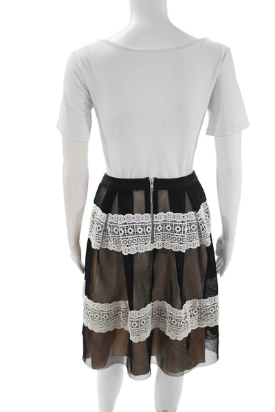 English Factory Women A-Line Pleated Skirt Black Polyester Short Size M