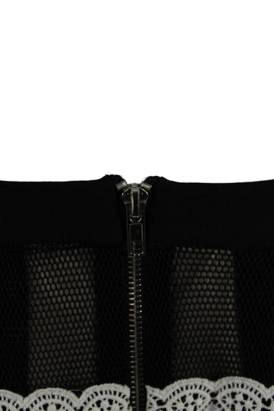 English Factory Women A-Line Pleated Skirt Black Polyester Short Size M