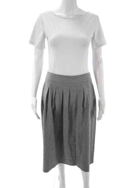 Peserico Womens Pleated Midi Skirt Gray Size 42