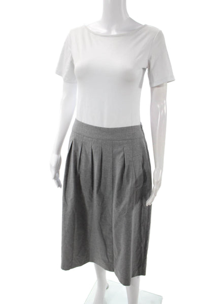 Peserico Womens Pleated Midi Skirt Gray Size 42