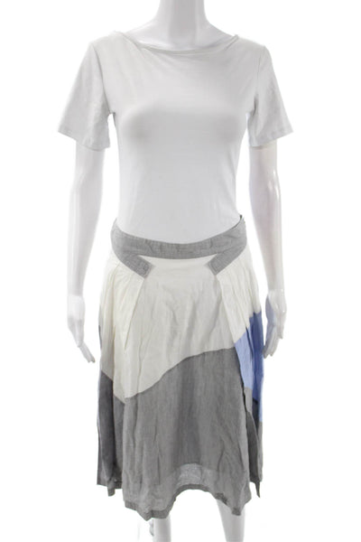 Derek Lam 10 Crosby Womens A-Line Peasant Gray Midi Skirt Cotton Blend Size S