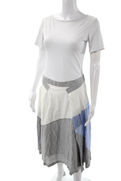Derek Lam 10 Crosby Womens A-Line Peasant Gray Midi Skirt Cotton Blend Size S