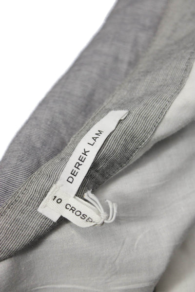 Derek Lam 10 Crosby Womens A-Line Peasant Gray Midi Skirt Cotton Blend Size S