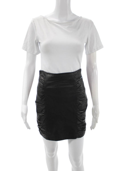 Nanette Lepore Womens Black Leather Mini Pencil Skirt Size 2