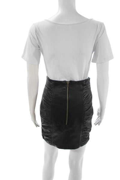 Nanette Lepore Womens Black Leather Mini Pencil Skirt Size 2
