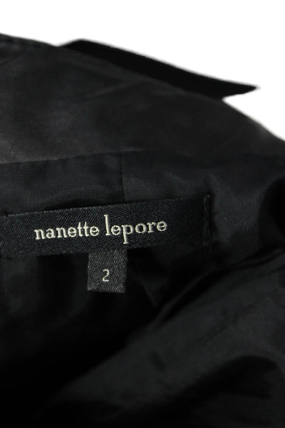 Nanette Lepore Womens Black Leather Mini Pencil Skirt Size 2