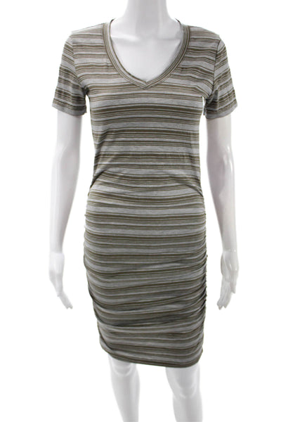 Michael Stars Womens Gray Striped T-Shirt Dress Short Sleeve Size S