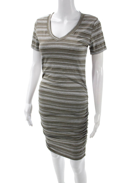 Michael Stars Womens Gray Striped T-Shirt Dress Short Sleeve Size S