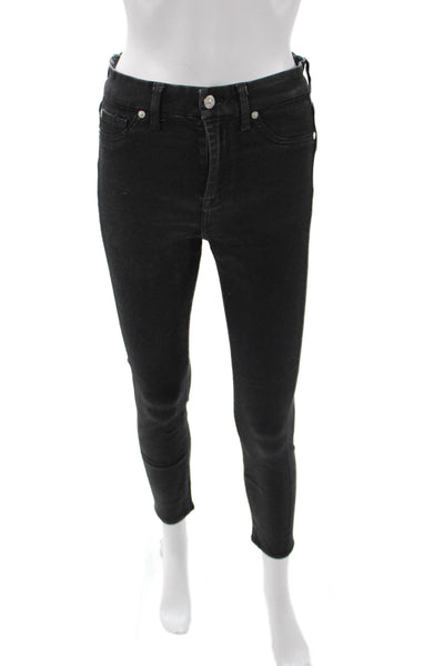7 For All Mankind Women Black Ankle Skinny Jeans Size 26