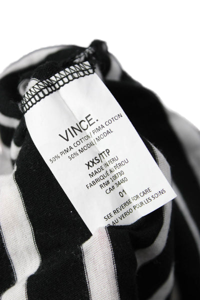 Vince Women Black Striped Jersey Crew Neck Long Sleeve T-Shirt Size 2XS