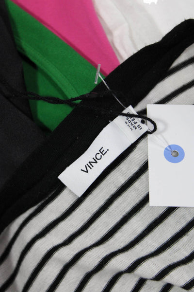 Vince Women Black Striped Jersey Crew Neck Long Sleeve T-Shirt Size 2XS