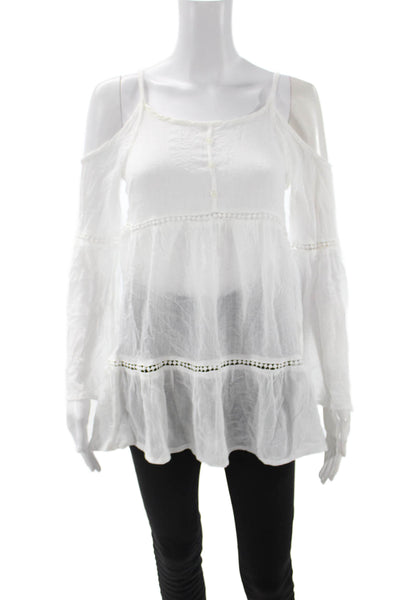 Staring At Stars Women Tunic Blouse White Long Sleeve Boho Size M