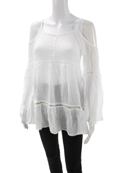 Staring At Stars Women Tunic Blouse White Long Sleeve Boho Size M