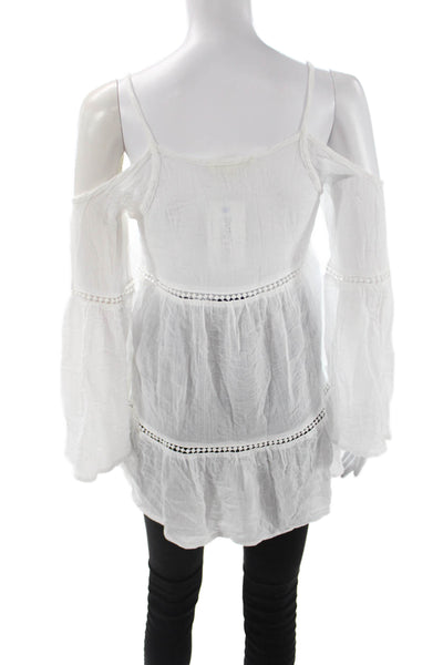 Staring At Stars Women Tunic Blouse White Long Sleeve Boho Size M