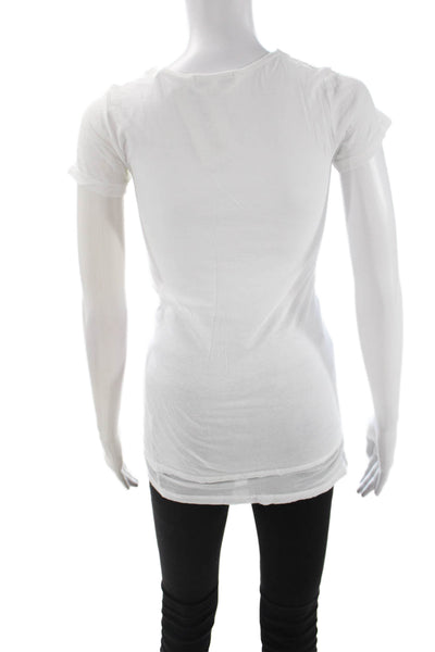 Vince Women White Basic T-Shirt Round Neck Short Sleeve Nylon Spandex Size S