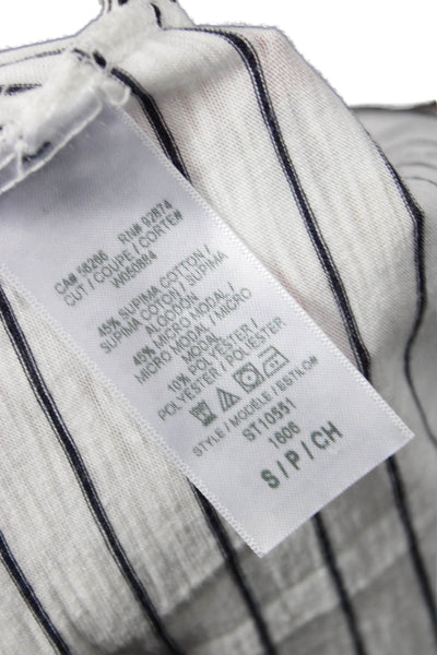 Splendid Womens White Striped Short Sleeve Basic Top Supima Cotton Modal Size S