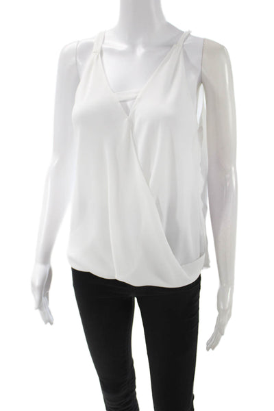 The Impeccable Pig Womens White V Neck Sleeveless Blouse 100% Polyester Size S